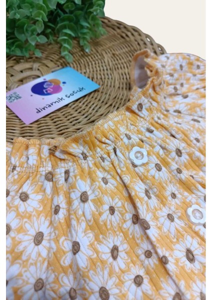 Kız Çocuk Yazlık Interlok Fitilli Kumaş Çiçek Baskılı Keten Şortlu Alt Üst 2li Takım Ince indirimleri