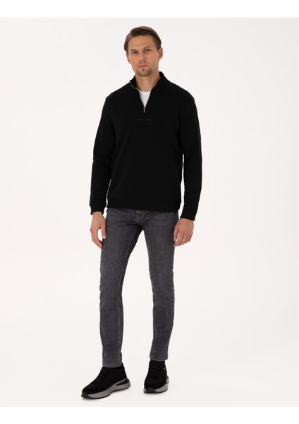 Erkek Siyah Regular Fit Sweatshirt 50308044-VR046 fırsatları