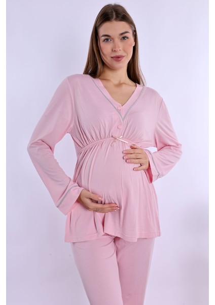 Pembe Hamile Lohusa Pijama Takımı