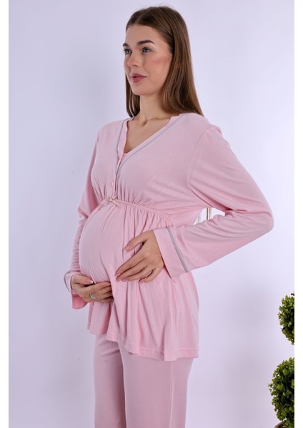 Pembe Hamile Lohusa Pijama Takımı