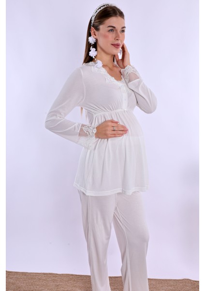 Ekru Hamile Lohusa Pijama Takımı fiyatları
