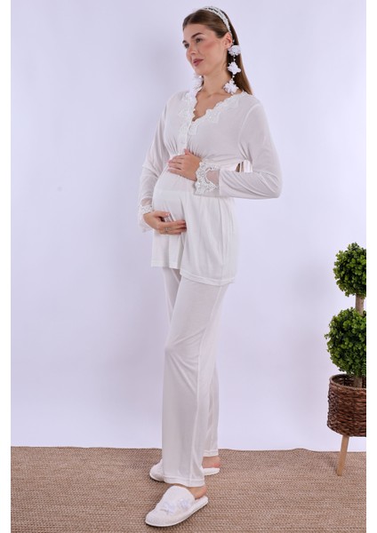 Ekru Hamile Lohusa Pijama Takımı fırsatları