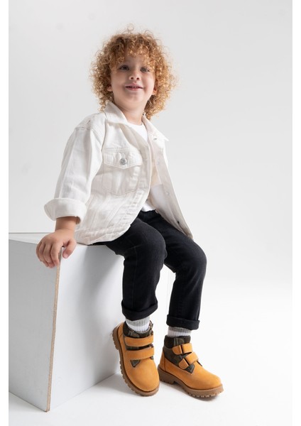 Erkek Çocuk Sarı Hakiki Deri Suya Dayanıklı Günlük Bot