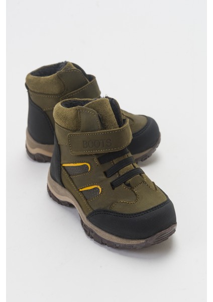 Erkek Çocuk Haki Hakiki Deri Anatomik Günlük Bot