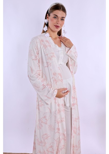 Pudra/ekru Sabahlıklı Hamile Lohusa Pijama Takımı fiyatları