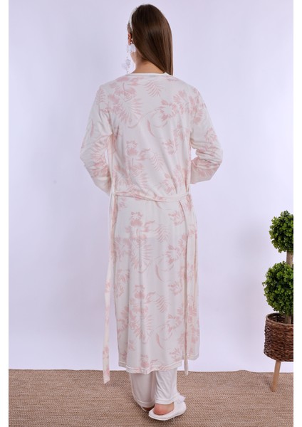Pudra/ekru Sabahlıklı Hamile Lohusa Pijama Takımı modelleri