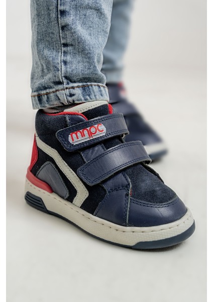 Erkek Çocuk Lacivert Hakiki Deri Suya Dayanıklı Günlük Bot