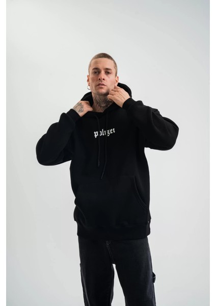 Kapşonlu Double Oversize Dijital Patchli Sweatshirt - Siyah indirimleri