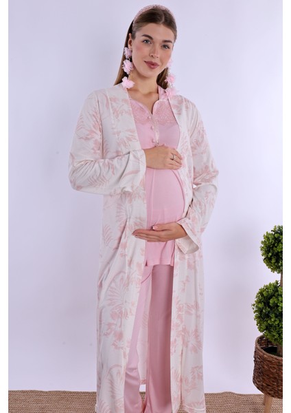 Pembe Sabahlıklı Hamile Lohusa Pijama Takımı