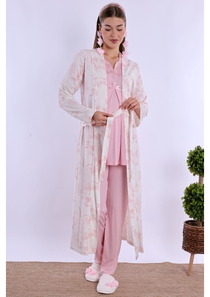 Pembe Sabahlıklı Hamile Lohusa Pijama Takımı