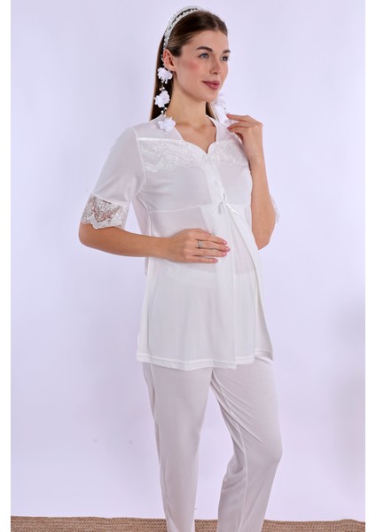 Ekru Hamile Lohusa Pijama Takımı fiyatları
