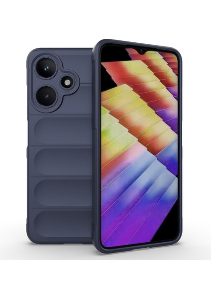 Infinix Hot 30I Kılıf Esnek Tpu Oyuklu Arka Yüzey Tasarımlı Mrsa Etnik Silikon Kapak - Lacivert