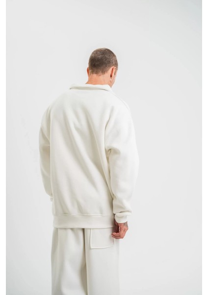 Uzun Kol Bisiklet Yaka Basic Sweatshirt - Beyaz indirimleri