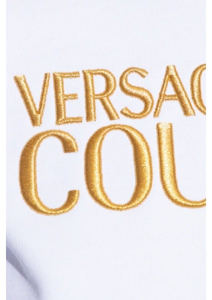 Kadın Felpe Serigrafiche Nakışlı Logo Sweatshirt - Beyaz/gold fırsatları