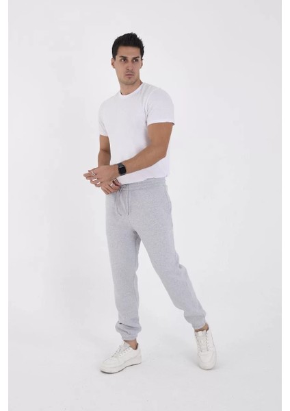 Unisex Kışlık Üç Iplik Lastikli Eşofman Pantolon - Gri fırsatları