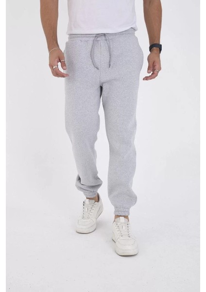 Unisex Kışlık Üç Iplik Lastikli Eşofman Pantolon - Gri indirimleri