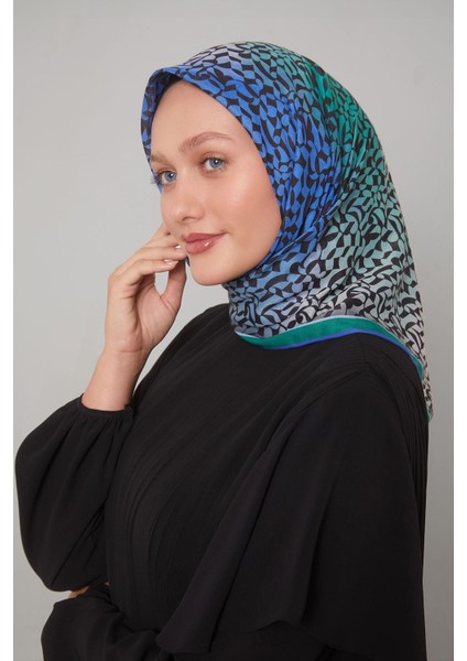 Zümrüt Renk Geçişli Desen Soft Eşarp