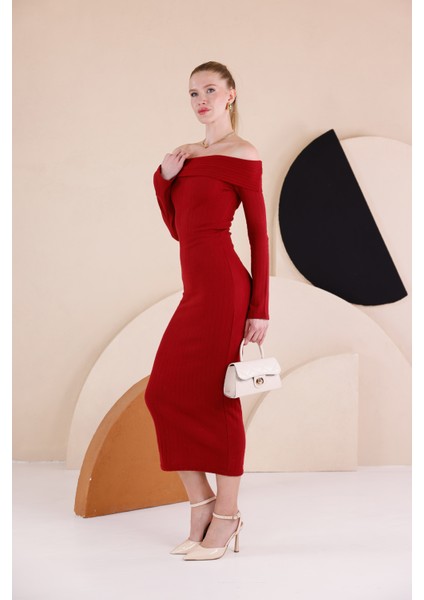 Madonna Yaka Dar Kalıp Uzun Kollu Elbise indirimleri