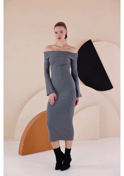 Madonna Yaka Dar Kalıp Uzun Kollu Elbise indirimleri