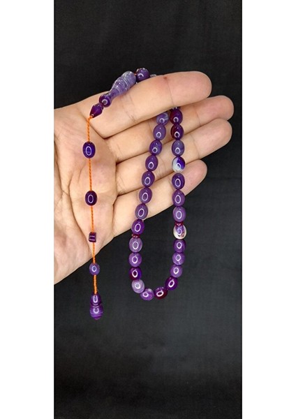 Sıkma Kehribar Tesbih Mor Renk Beyzi Kesim T-412 indirimleri