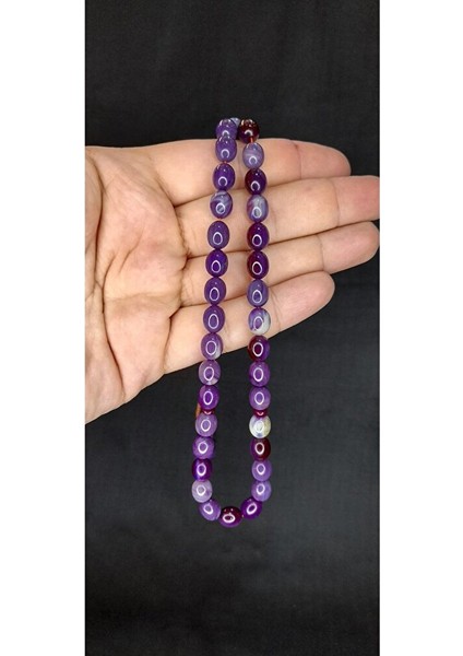Sıkma Kehribar Tesbih Mor Renk Beyzi Kesim T-412