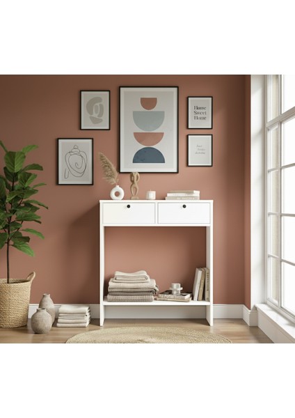 Queen Dresuar Hol Antre 80 cm 2 Kapaklı Beyaz