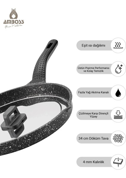 Döküm Granit Kapaklı Balık Tavası 34 cm fiyatları