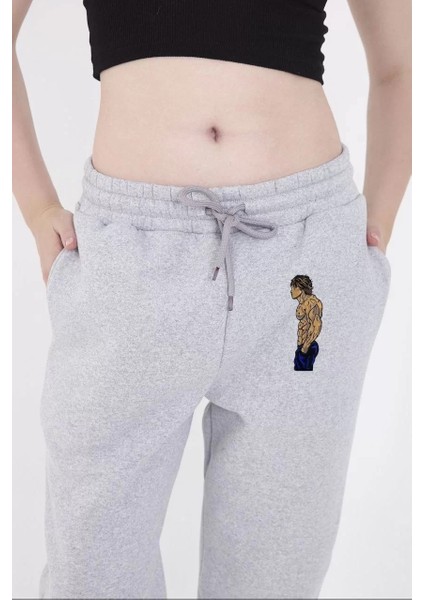 Lastikli Üç Iplik Baskılı Eşofman Pantolon - Gri indirimleri