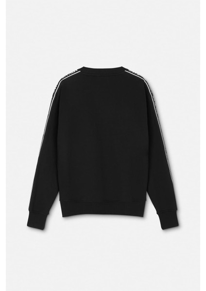 Erkek Regular Fit Yazı Logolu Şeritli Bisiklet Yaka Sweatshirt - Siyah fiyatları