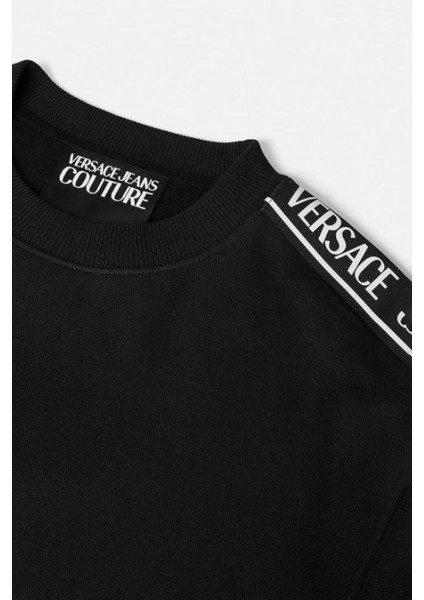 Erkek Regular Fit Yazı Logolu Şeritli Bisiklet Yaka Sweatshirt - Siyah modelleri