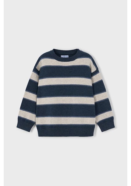 Erkek Çocuk Rahat Kalıp Çizgili Kazak - Mavi