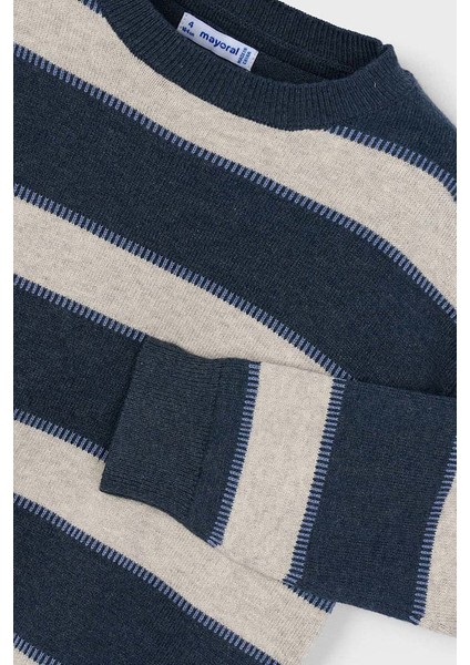 Erkek Çocuk Rahat Kalıp Çizgili Kazak - Mavi modelleri