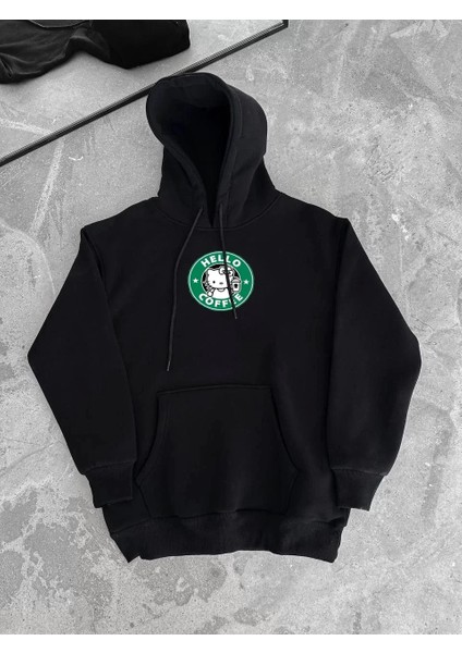 Üç Iplik Penye Uzun Kol Kapüşonlu Sweatshirt - Siyah indirimleri