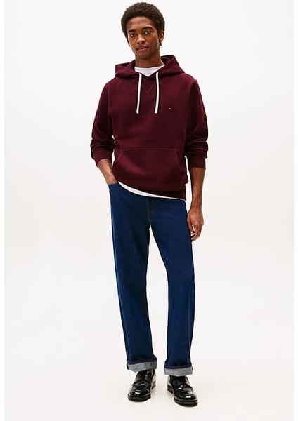 Erkek Regular Fit Kapüşonlu Kanguru Cepli Sweatshirt - Bordo fiyatları