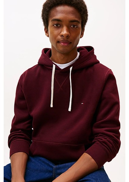 Erkek Regular Fit Kapüşonlu Kanguru Cepli Sweatshirt - Bordo fırsatları