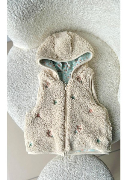 Fermuarlı Teddy Kumaş Kapüşonlu Kız Bebek Yelek indirimleri