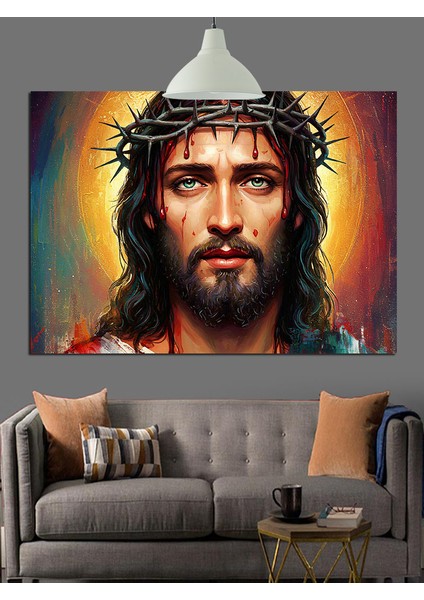 Diken Taçlı Isa Portresi Dekoratif Kanvas - Mdf Ahşap Tablo fiyatları