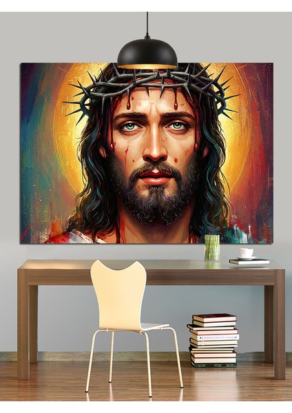 Diken Taçlı Isa Portresi Dekoratif Kanvas - Mdf Ahşap Tablo modelleri