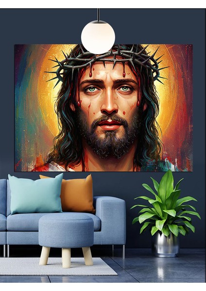 Diken Taçlı Isa Portresi Dekoratif Kanvas - Mdf Ahşap Tablo fırsatları