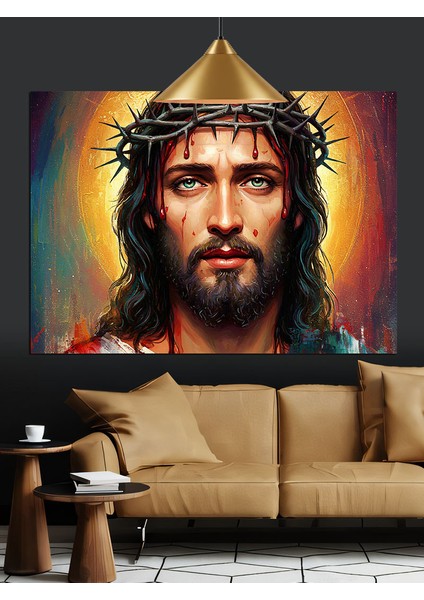 Diken Taçlı Isa Portresi Dekoratif Kanvas - Mdf Ahşap Tablo indirimleri