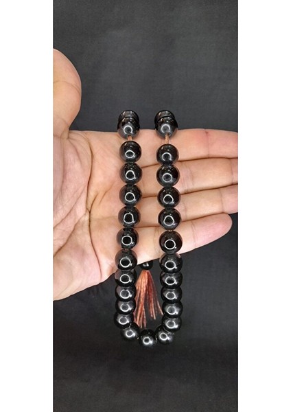 Çubuk Kehribar Tesbih Koyu Yeşil Küre Kesim T-421