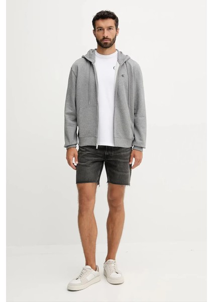 Erkek Regular Fit Fermuarlı Terry Kapüşonlu Sweatshirt - Gri modelleri