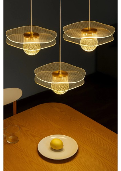 Rose Model Gold Kaplama 3 Renk Metal Salon Mutfak Oturma Yatak Odası Modern LED Sarkıt 3'lü Avize fiyatları