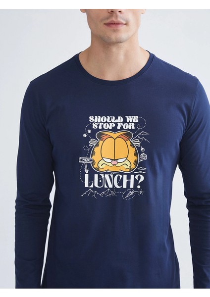 Lc Waıkıkı Lacivert Standart Kalıp Garfield Baskılı Erkek Pijama Takımı modelleri