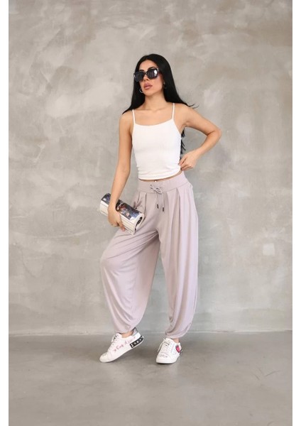 Osy Modal Yumuşak Dokulu Kumaş Şalvar Pantalon - Bej