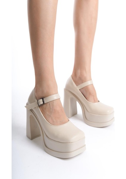 Kadın Viva Tek Baletli (12 cm ) Platform Topuklu Ayakkabı Krem modelleri