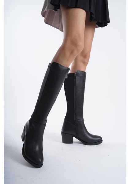 Kadın Leydi Dalgıç Kumaş Dizaltı Çizme Siyah fiyatları