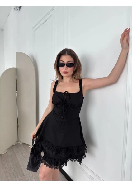 Mini Askılı Elbise - Siyah indirimleri