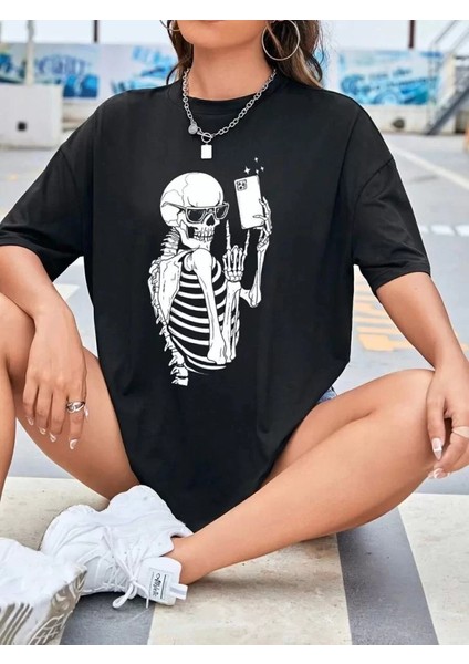 Baskılı Kadın T-Shirt - Siyah fiyatları