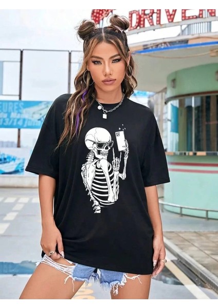 Baskılı Kadın T-Shirt - Siyah modelleri